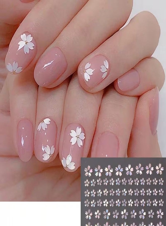 SINSEN Flower Nail Art Stickers Decals Laser Cheery Blossom Flowers Nail Stickers 6PCS 3D Holographic Elegant Flower Stickers Japanese Style Self-Adhesive Nail Art Supplies Manicure Sliders for Women Girls - Image 3